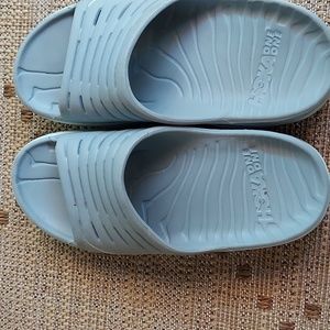 Hoka One womens light blue slip on recovery sandals